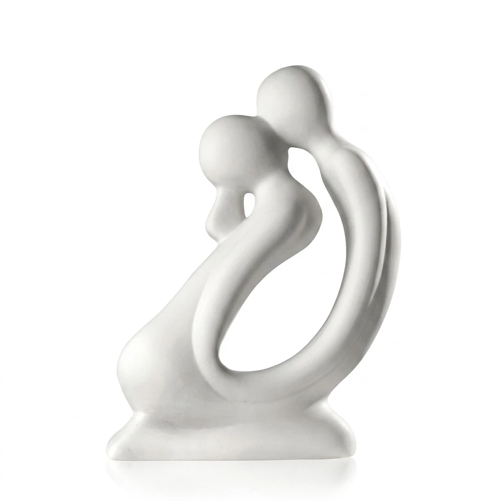 GILDE Dekofigur Skulptur Kuss, weiß , Dekoobjekt, Höhe 42 cm, handgefertigt, aus Keramik