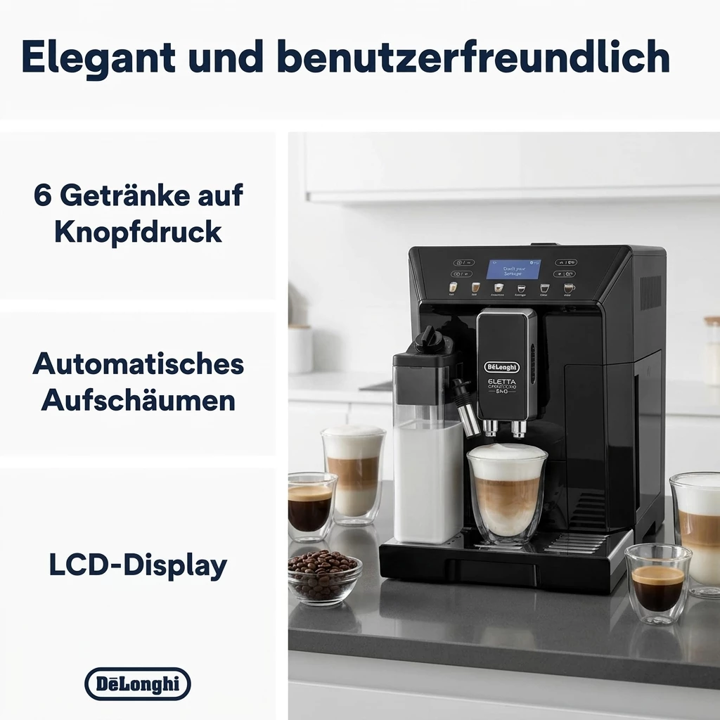 De'Longhi Kaffeevollautomat Eletta Evo ECAM46.860.B - Espresso,  Coffee, Cappuccino, Latte