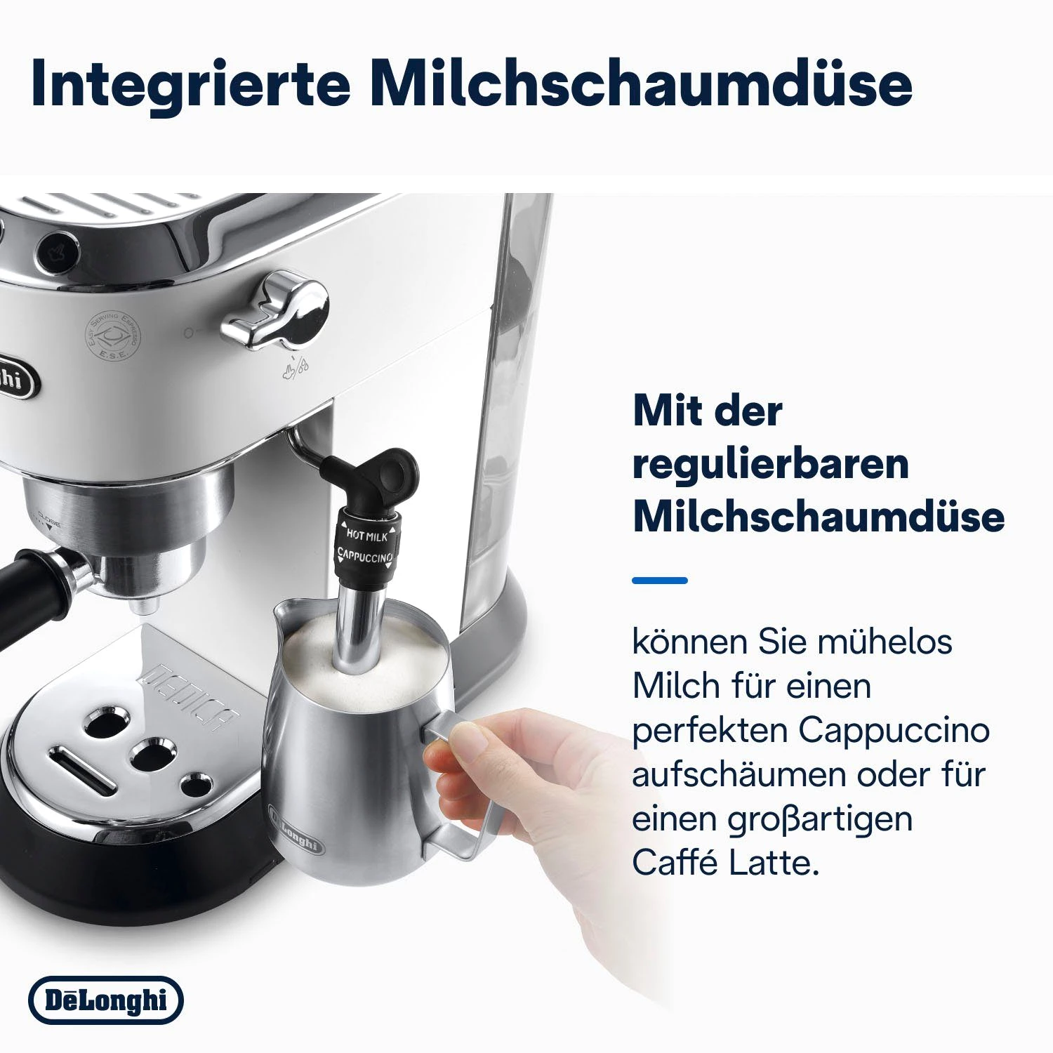 De'Longhi Dedica Style EC685.W Siebträgermaschine, Matt Weiß