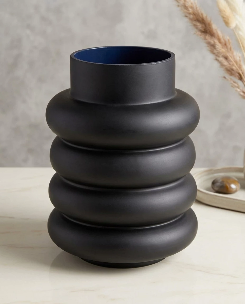 BOLTZE GRUPPE GmbH Dekovase RIBBO, Vase, Schwarz, Glas, H 20 cm (1 St)