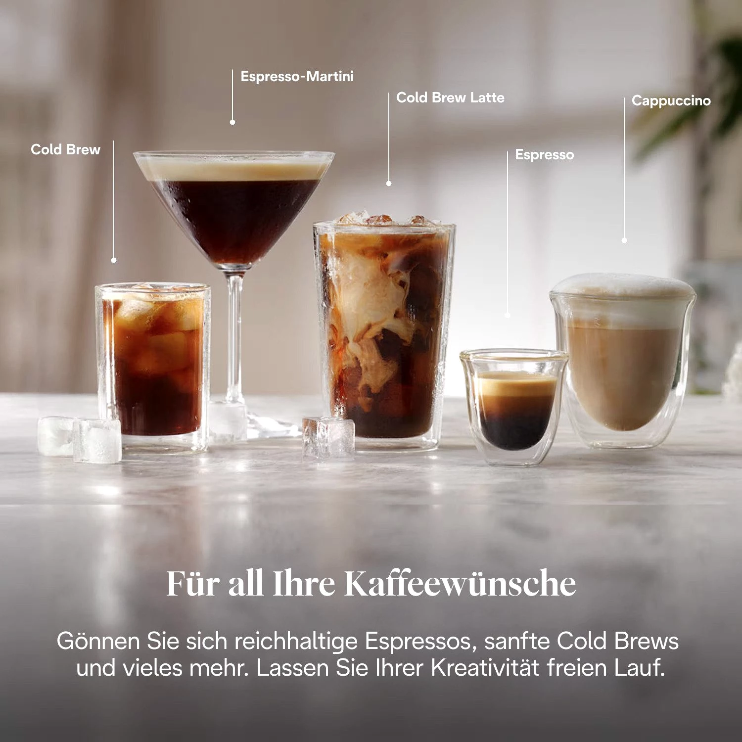 De'Longhi Espressomaschine Dedica Duo EC890.WI - Espresso & Cold Brew, 15 Bar, Touch-Buttons