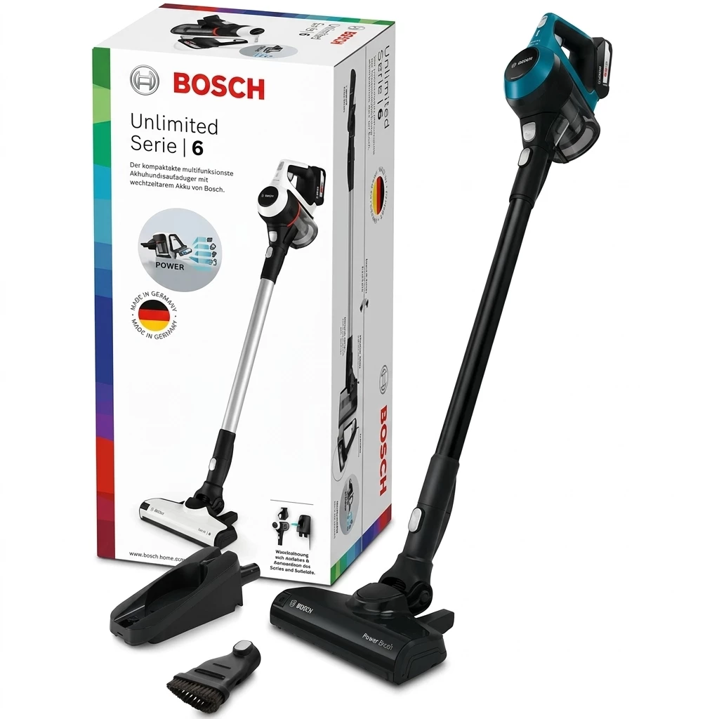 BOSCH Akku-Stielstaubsauger Unlimited 6 BKS6111P, Hygiene-Filter, 10 Jahre Motorgarantie, leicht