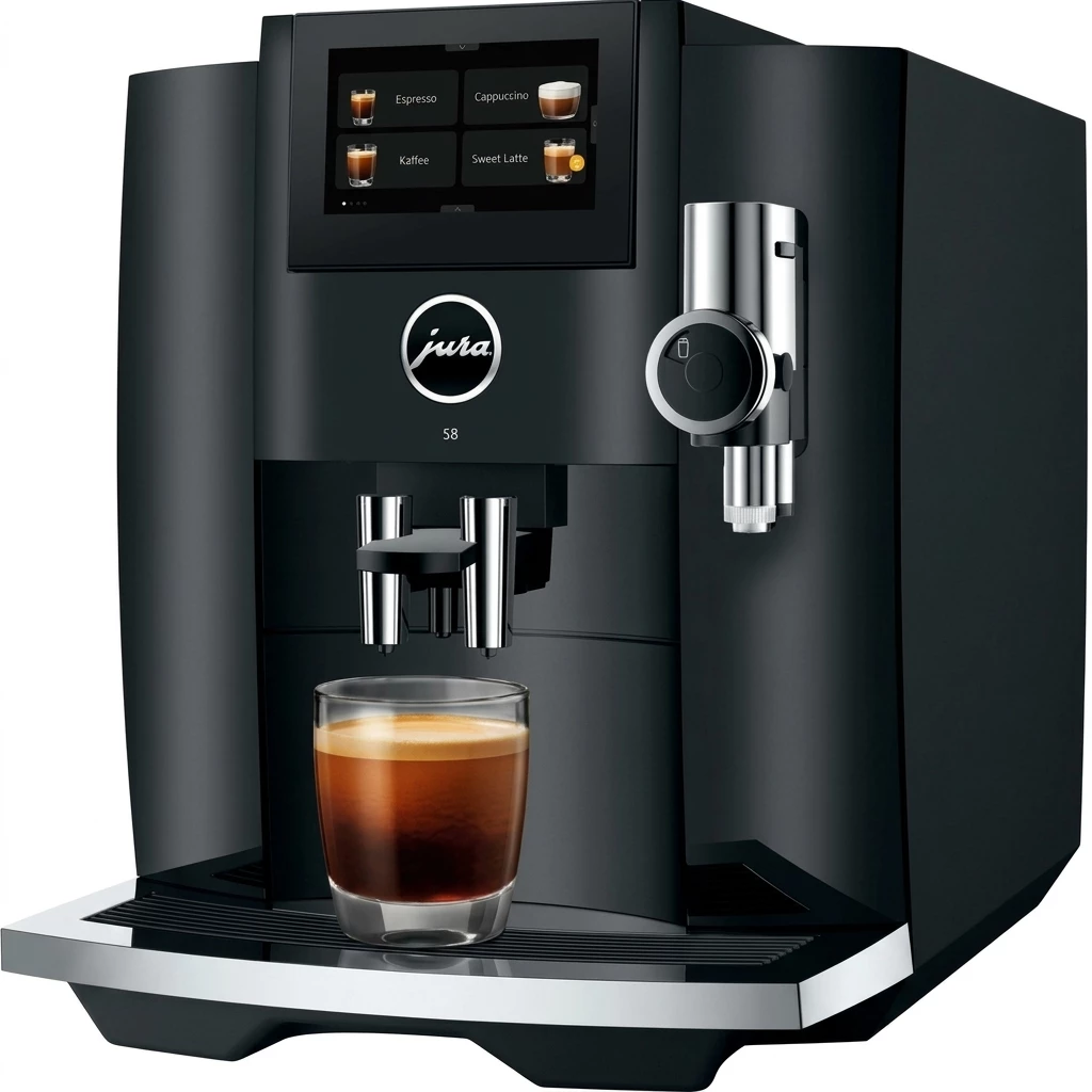JURA Kaffeevollautomat 15482 S8 , Piano Black, 27 Spezialitäten, Touch, Sweet Foam & Sirupaufsatz