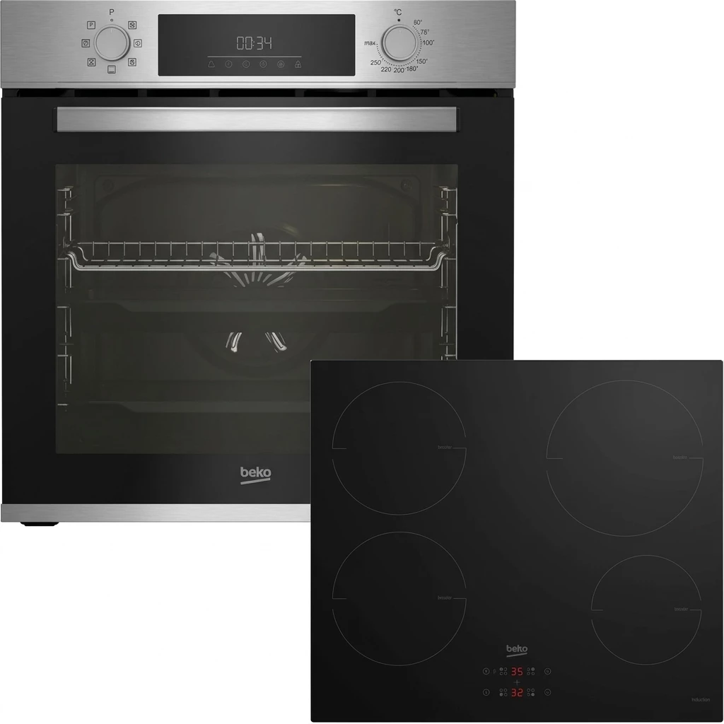BEKO Backofen-Set BBSM12340X, mit Teleskopauszug nachrüstbar, Hydrolyse