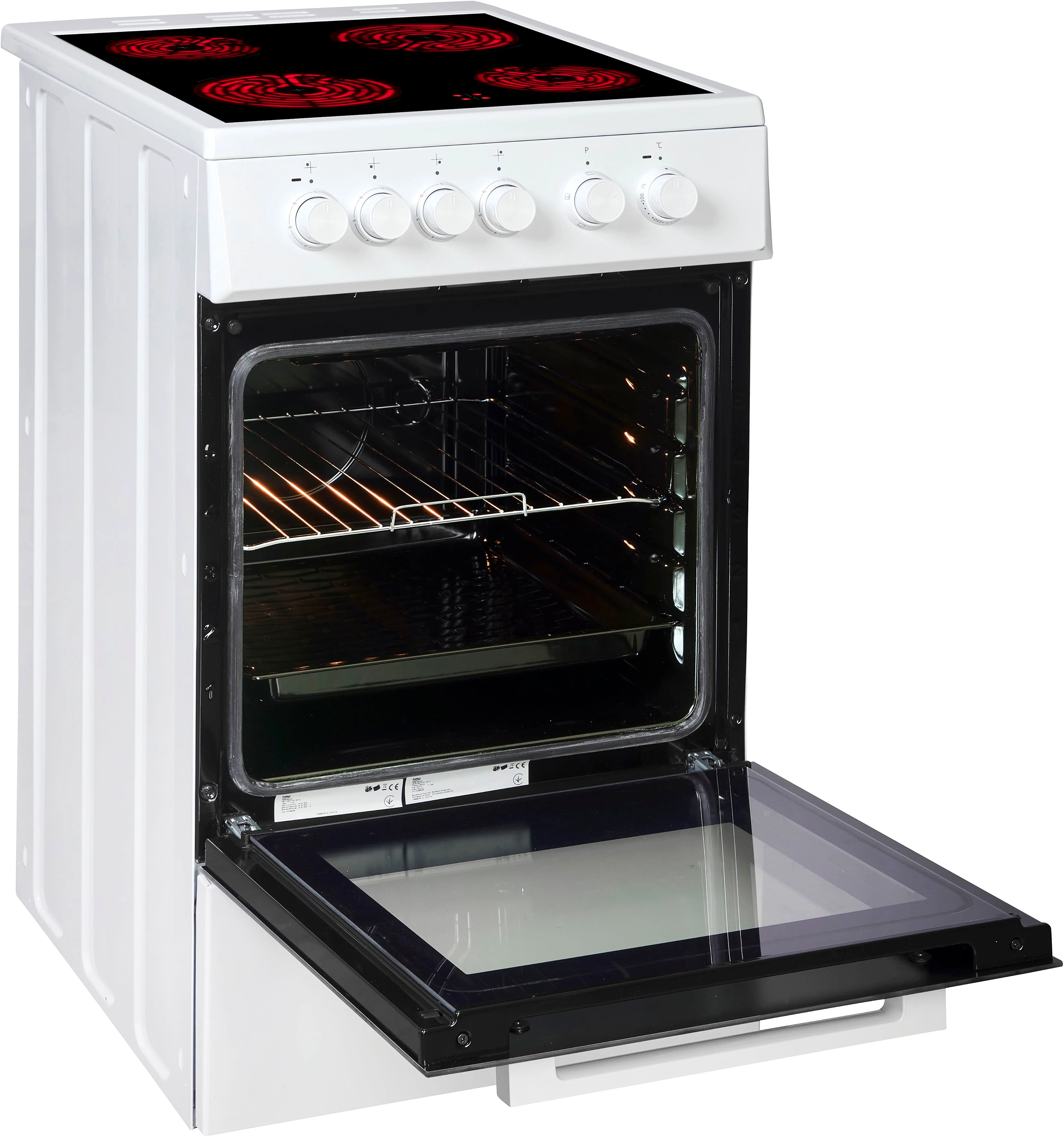 BEKO Elektro-Standherd FSS57000GW, Simple Steam Reinigungsfunktion, mit Kleinflächengrill