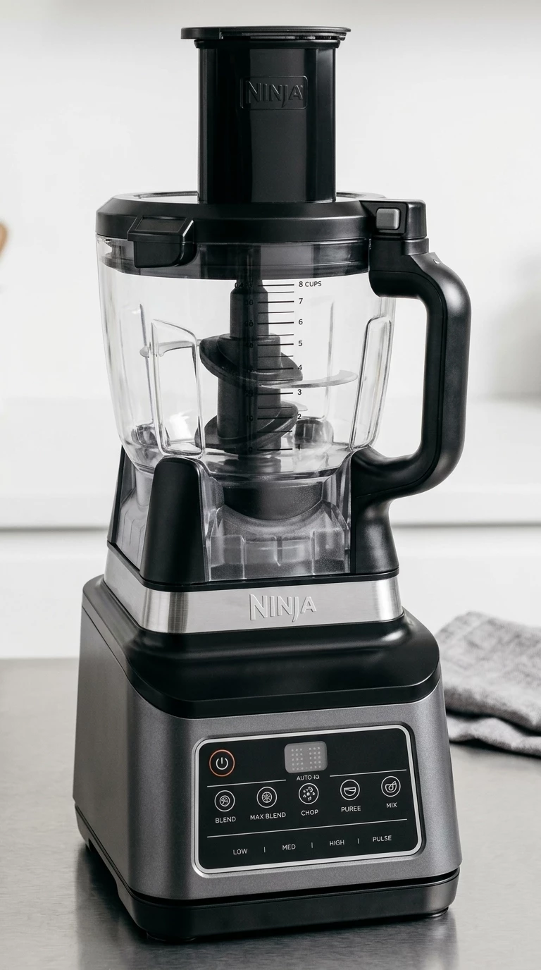 NINJA Kompakt-Küchenmaschine 3-in-1 mit Auto-iQ BN800EU, 1200 W, 2,1 l Schüssel, 1,8 l Schüssel