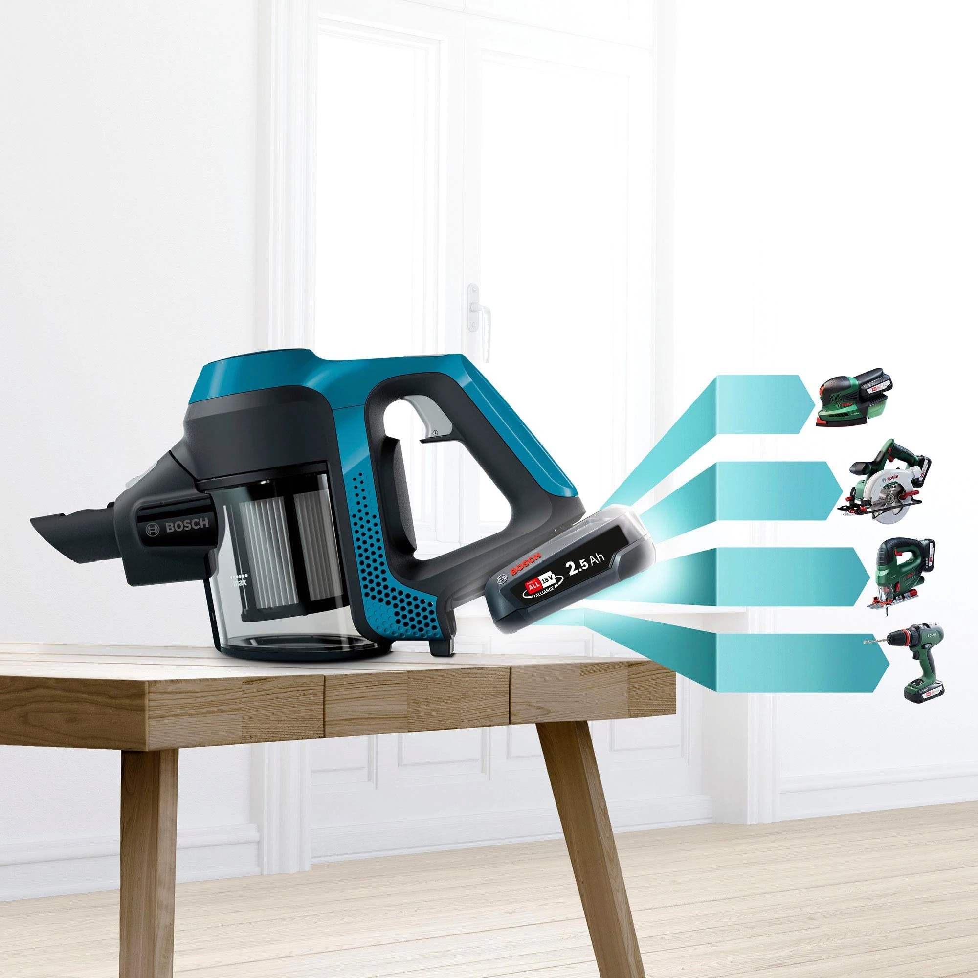 BOSCH Akku-Stielstaubsauger Unlimited 6 BKS6111P, Hygiene-Filter, 10 Jahre Motorgarantie, leicht