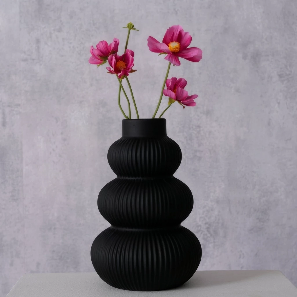 BOLTZE GRUPPE GmbH Dekovase Schwarze Vase aus Keramik MAURICE, 21 cm (einzeln)