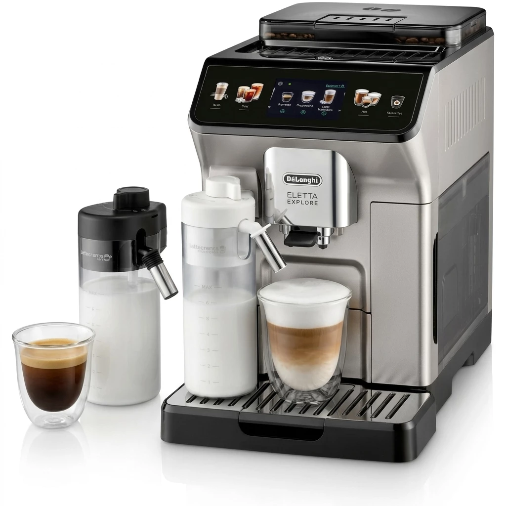 De'Longhi Kaffeevollautomat Eletta Explore ECAM450.55.S - 40 Rezepte, heißer & kalter Milchschaum
