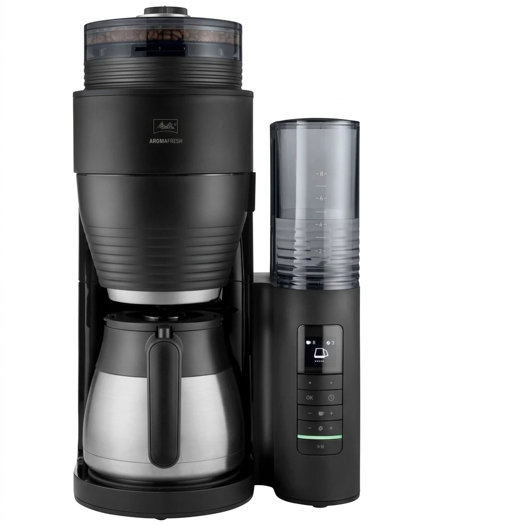 Melitta Kaffeemaschine mit Mahlwerk 1030-12, 1l Kaffeekanne, Papierfilter 1x4