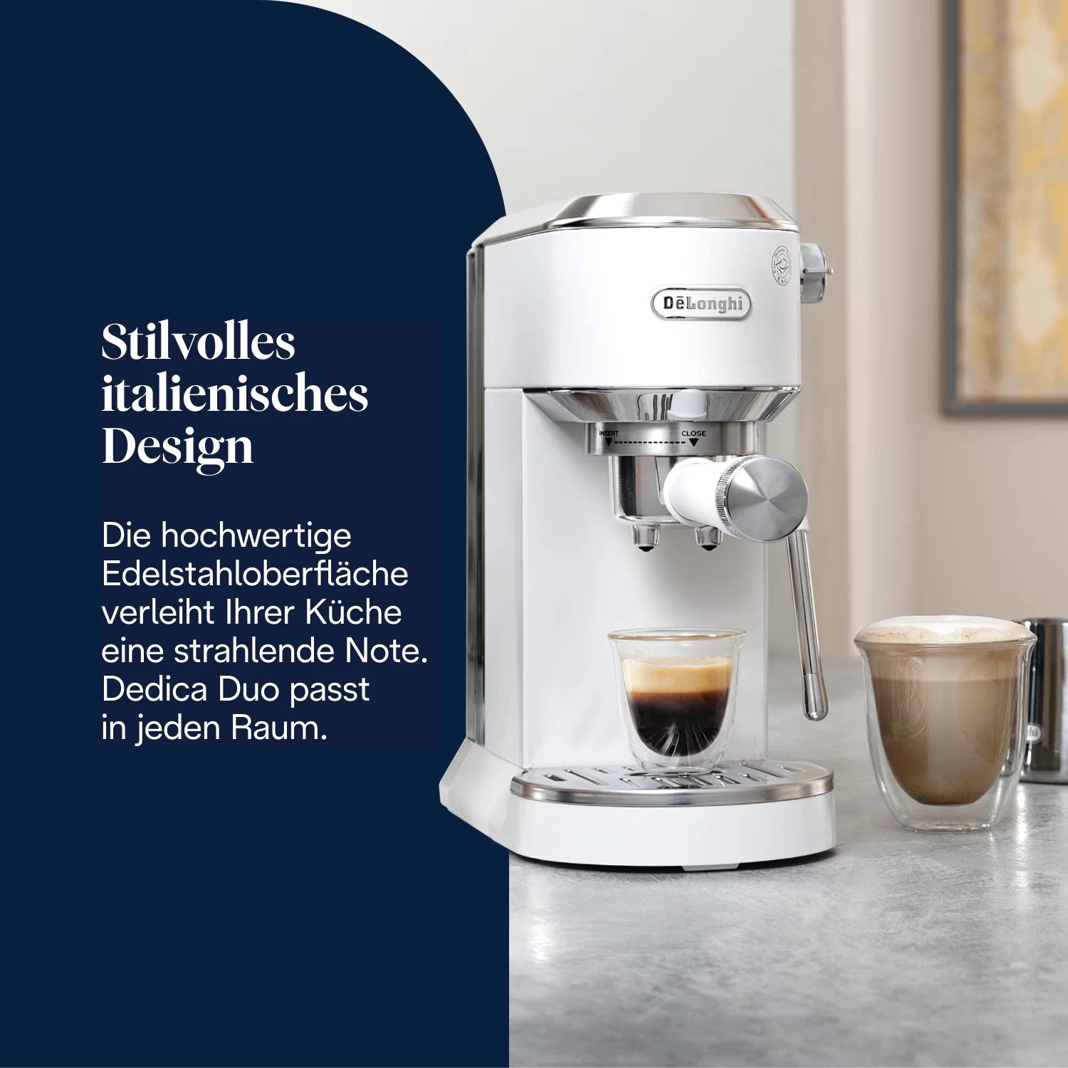 De'Longhi Espressomaschine Dedica Duo EC890.WI - Espresso & Cold Brew, 15 Bar, Touch-Buttons