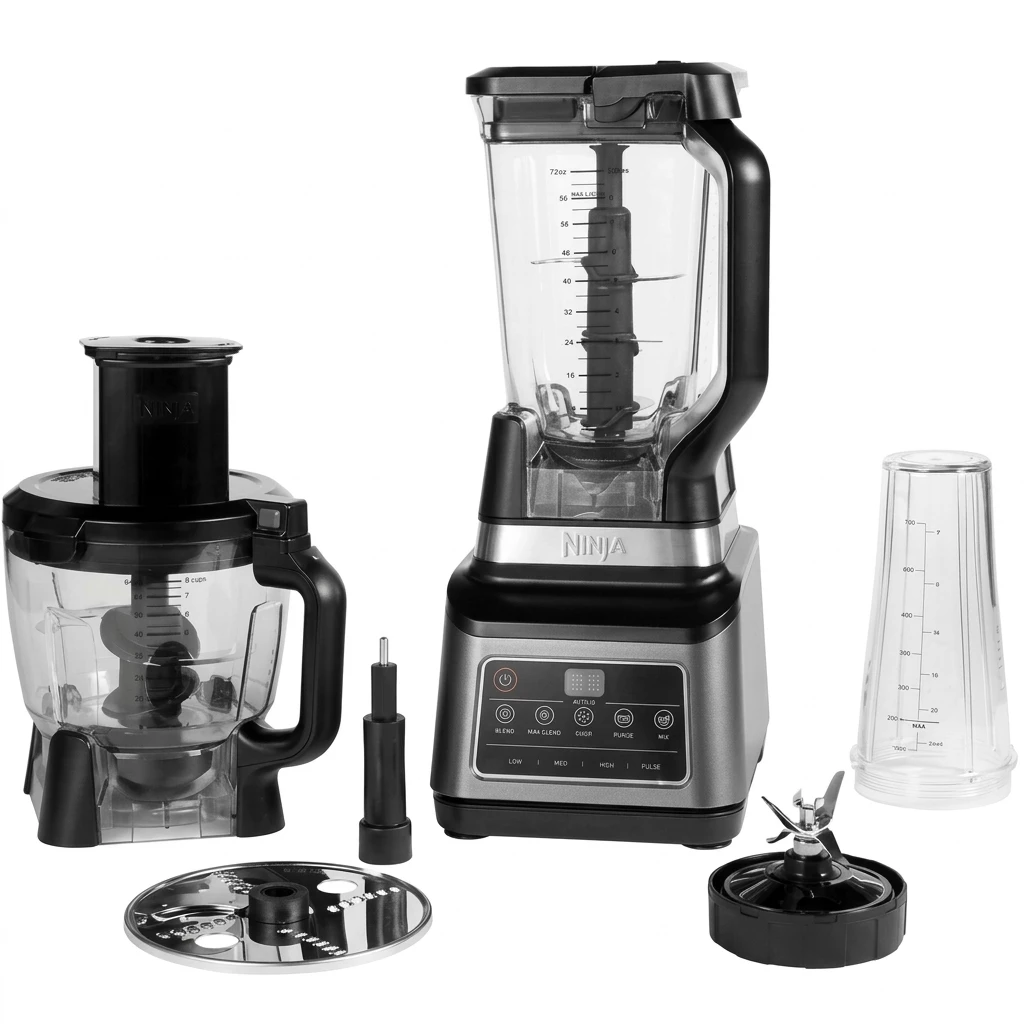 NINJA Kompakt-Küchenmaschine 3-in-1 mit Auto-iQ BN800EU, 1200 W, 2,1 l Schüssel, 1,8 l Schüssel