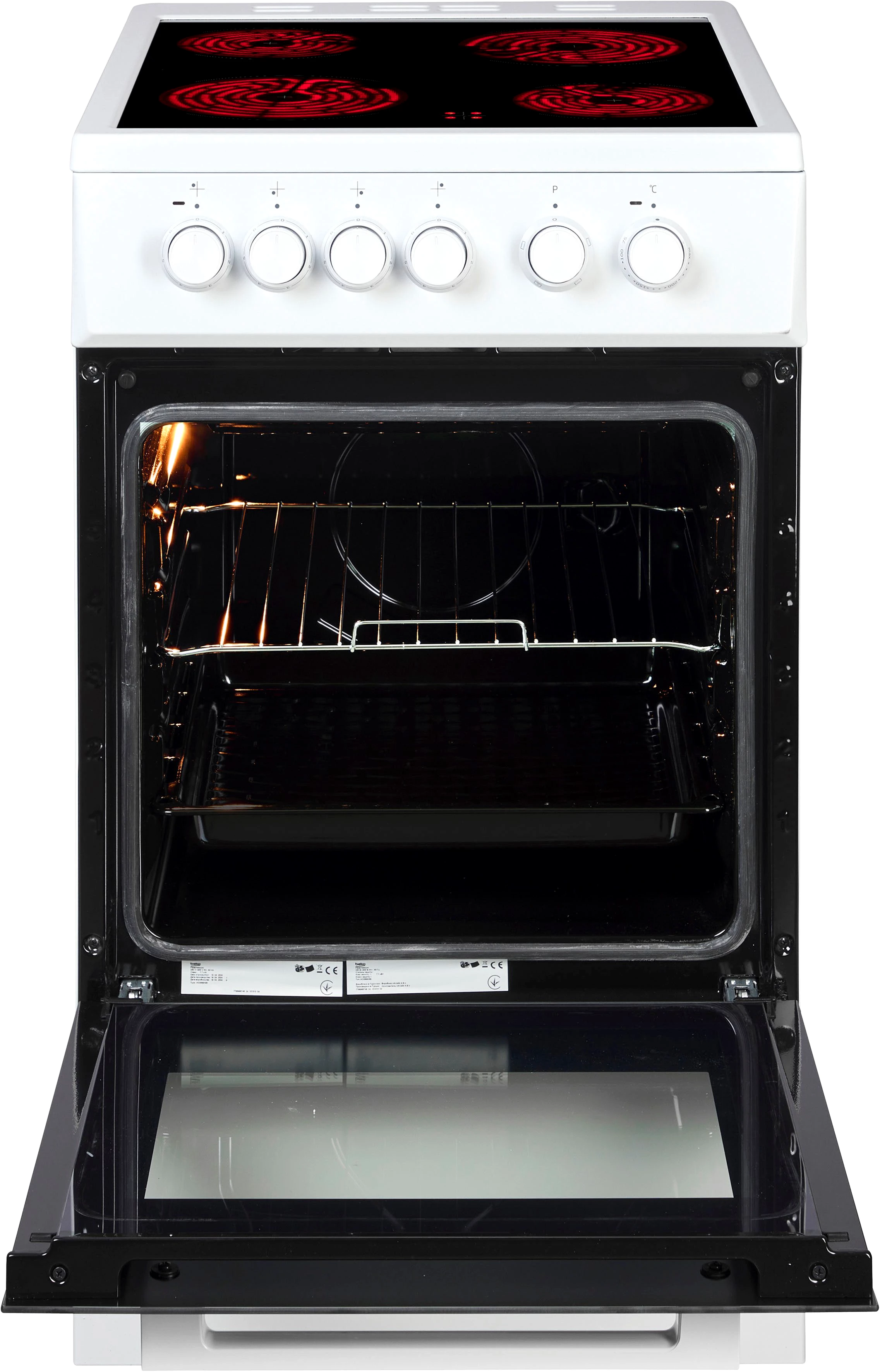 BEKO Elektro-Standherd FSS57000GW, Simple Steam Reinigungsfunktion, mit Kleinflächengrill
