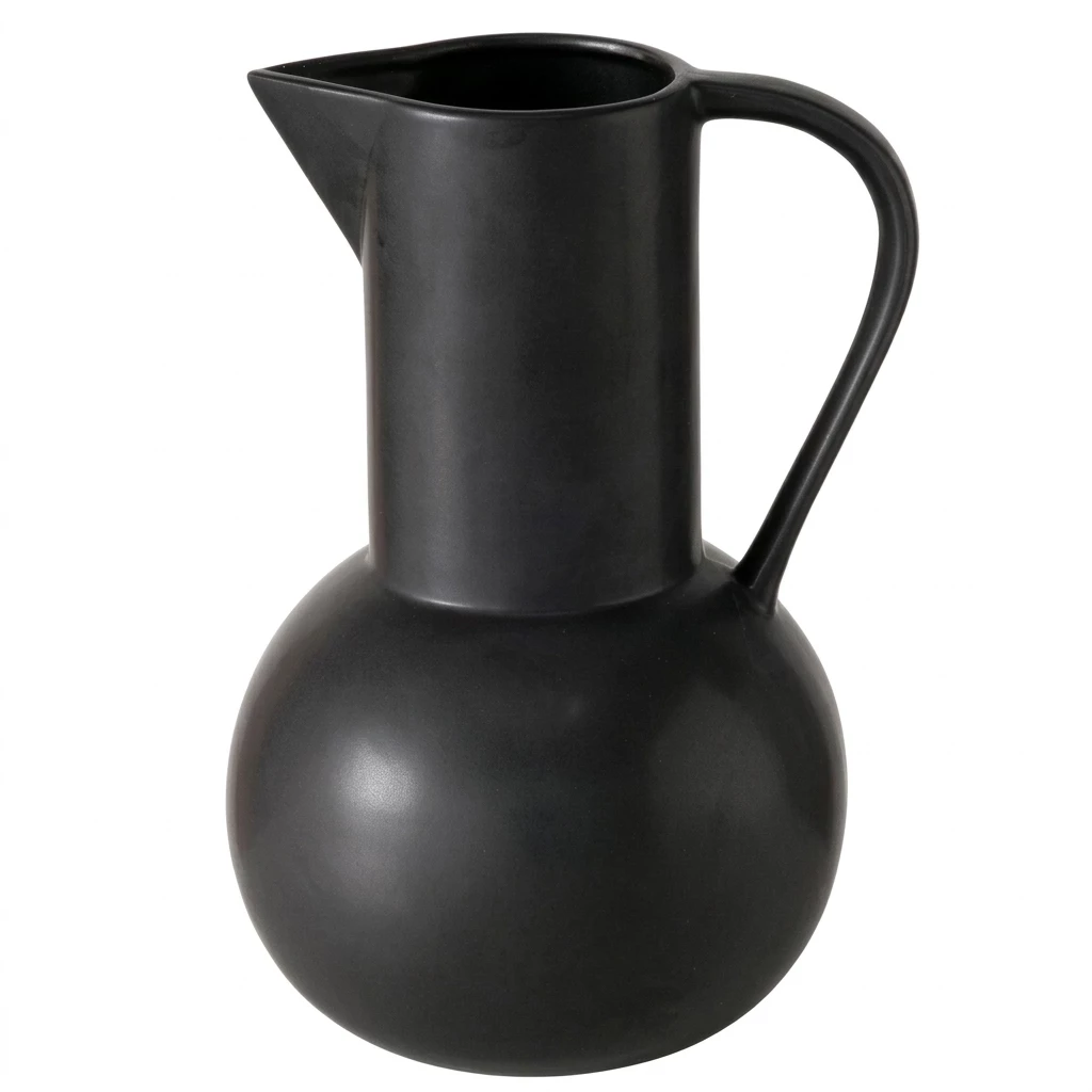 BOLTZE GRUPPE GmbH Dekovase Schwarze dekorative Vase ZUKY, mattes Steingut, H. 25 cm (einzeln)