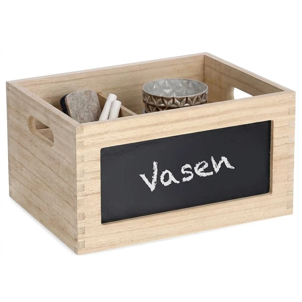 Zeller Present Aufbewahrungsbox Allzweckkiste mit Tafel Holz , Holzkiste mit Beschriftungsfeld
