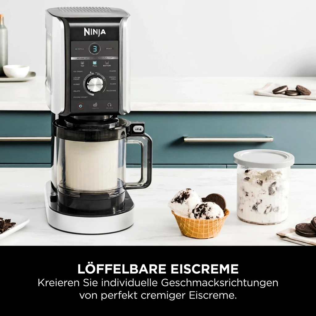 NINJA Eismaschine NC502EU Creami Deluxe, 10-in-1 Eis-und Eisgetränkmaschine, 0,71 l, 800 W