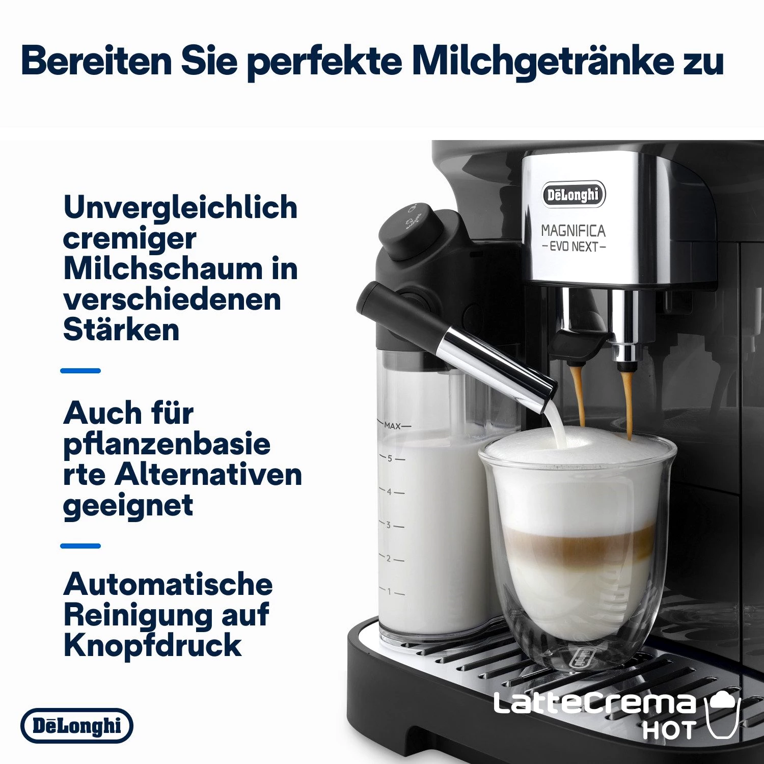 DE'LONGHI Magnifica Evo Next ECAM310.60.GB Kaffeevollautomat mit LatteCrema, Grau