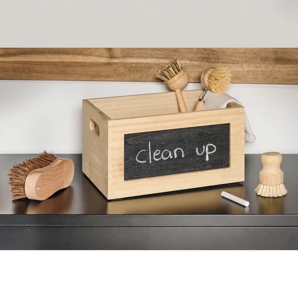 Zeller Present Aufbewahrungsbox Allzweckkiste mit Tafel Holz , Holzkiste mit Beschriftungsfeld