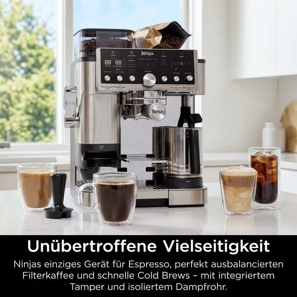 NINJA Espressomaschine ES701EU, 3-in-1-Kaffeemaschine für Espresso, Filterkaffee und Cold Brew